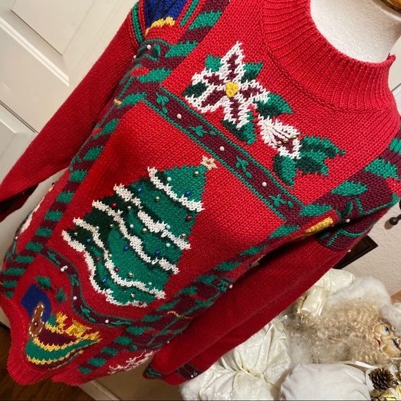 Jennifer Moore Hand Knitted Red Christmas Sweater - Picture 3 of 8